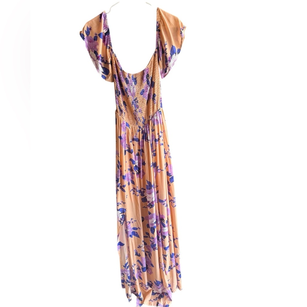 Pink Lily peach floral off-the-shoulder maxi dress Size Medium - Picture 4 of 14